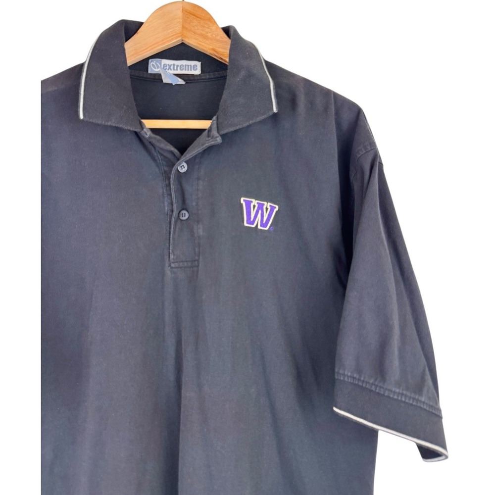 Washington Huskies Golf Polo Shirt Men's L Black NCAA Extreme Sports